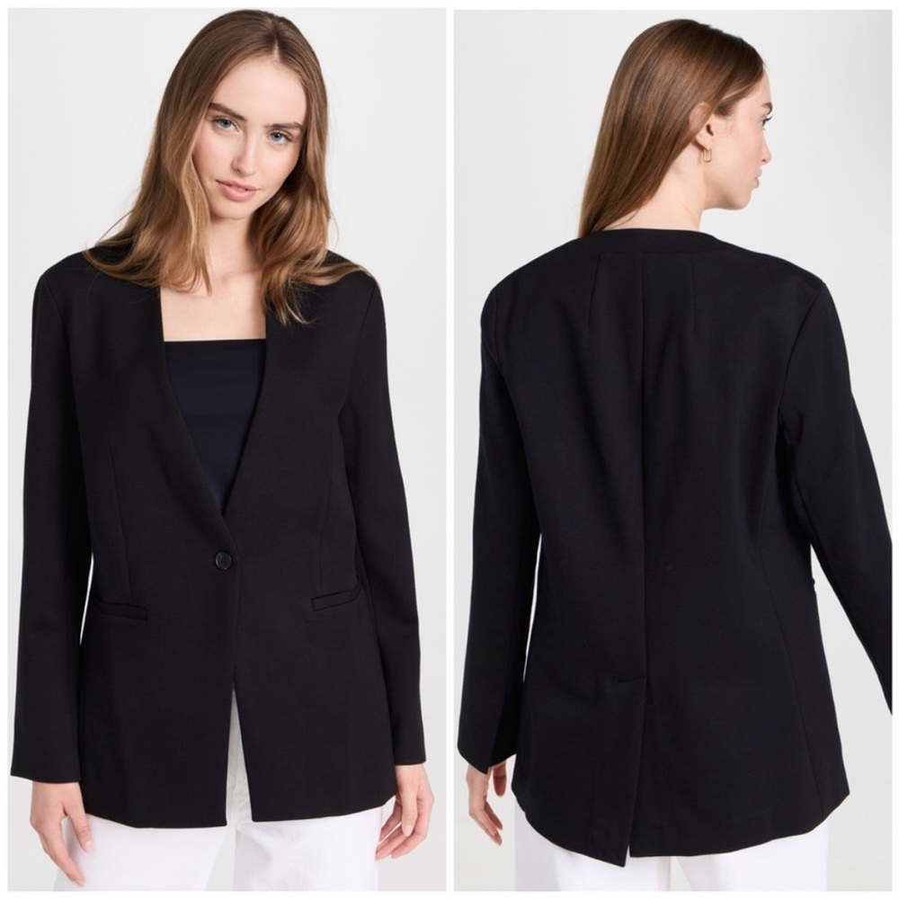 SPANX BLACK COLLARLESS PONTE KNIT MINIMALIST BLAZER LIKE NEW